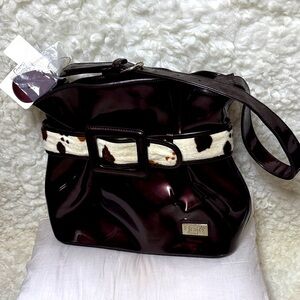 Beijo Burgundy and White Shoulder Bag